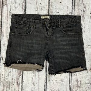 Free People Black Denim Jeans Distressed Shorts Summer Womens